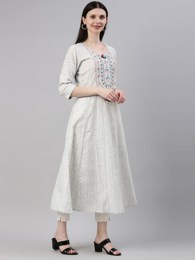 Neeru's L Gray Color Lorex Fabric Kurta
