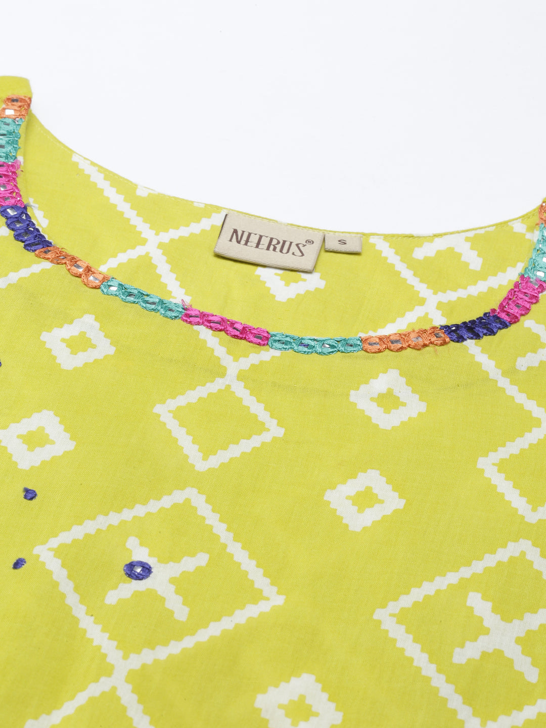 Neerus Lemon Color Mulmul Fabric Kurta