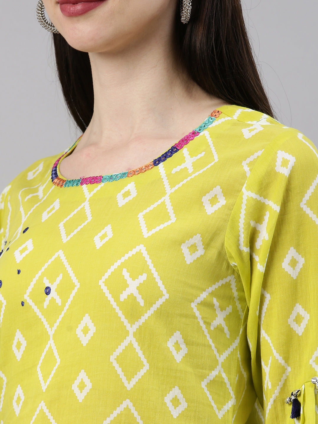 Neerus Lemon Color Mulmul Fabric Kurta