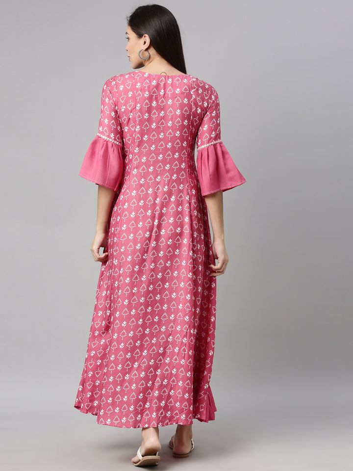 Neerus Rani Pink Color Muslin Fabric Kurta