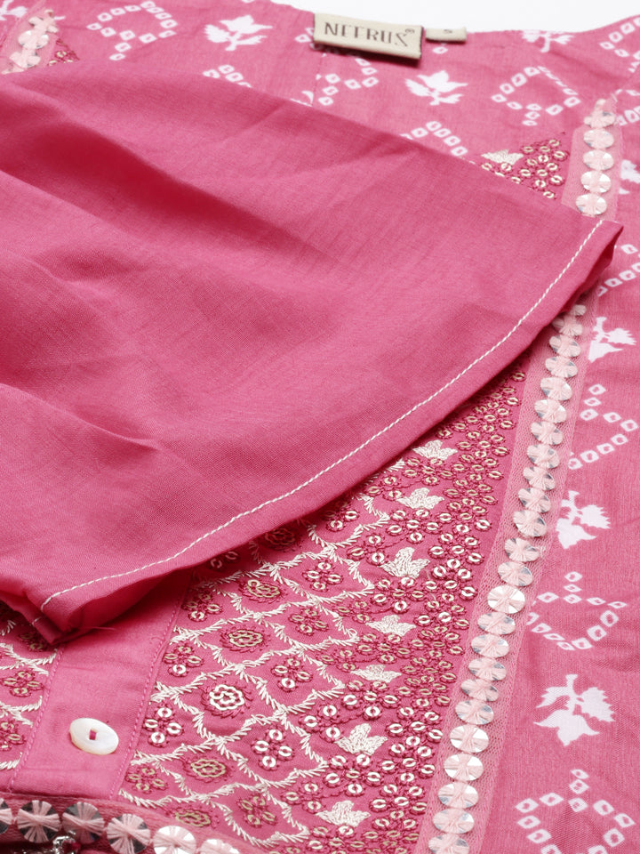 Neerus Rani Pink Color Muslin Fabric Kurta