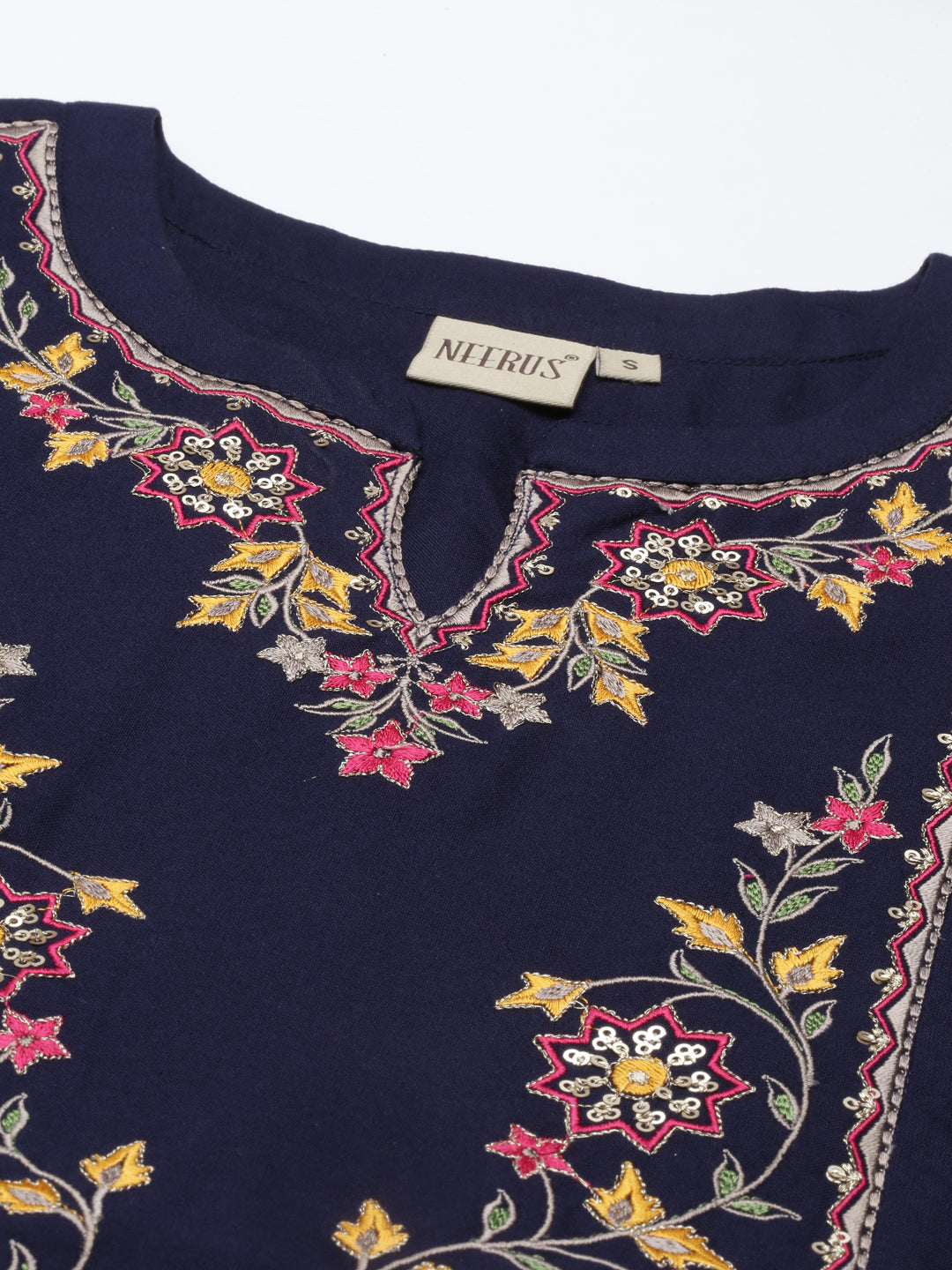 Neeru'S Navy Blue Color Rayon Fabric Kurta