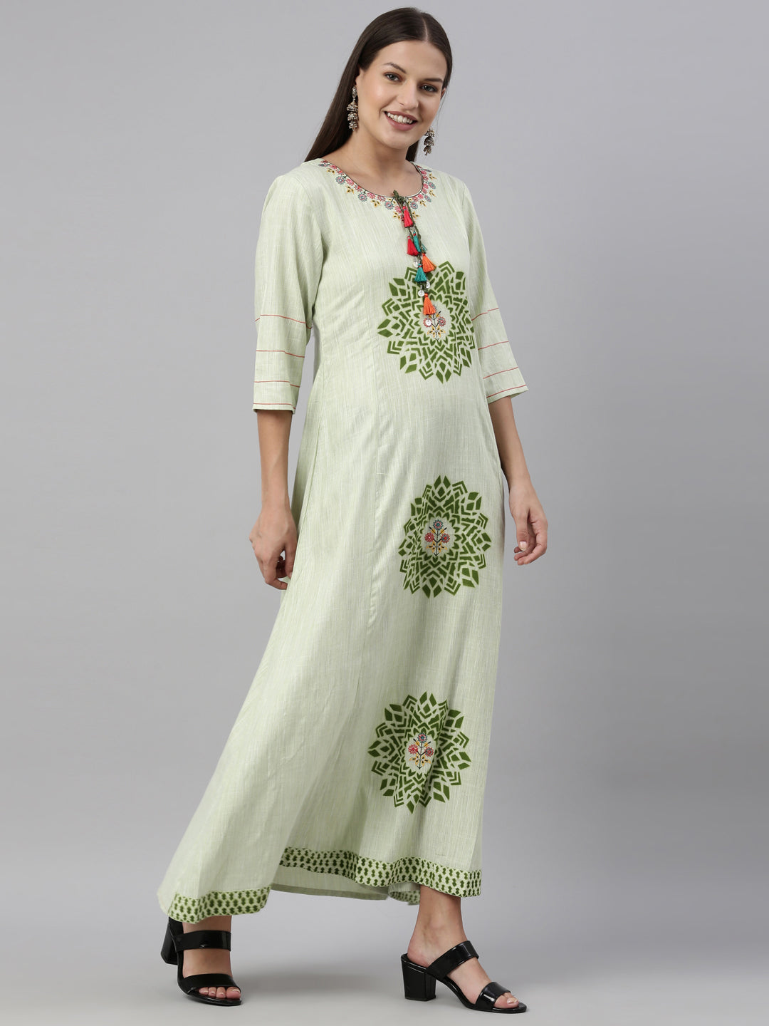 Neeru's Pista Color Handloom Fabric Kurta