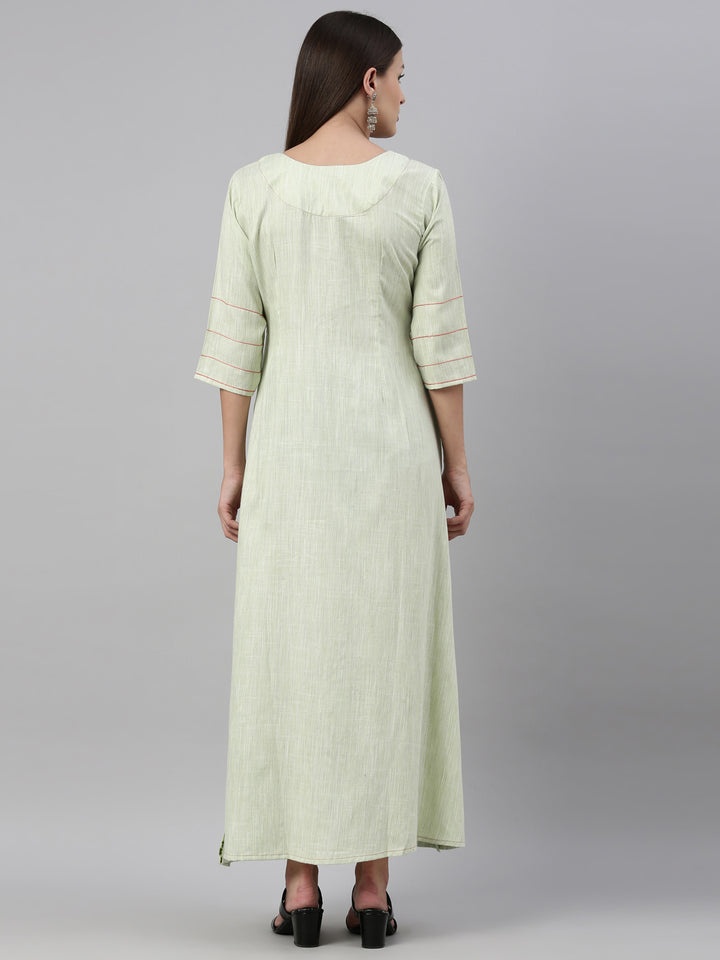 Neerus Pista Color Handloom Fabric Kurta