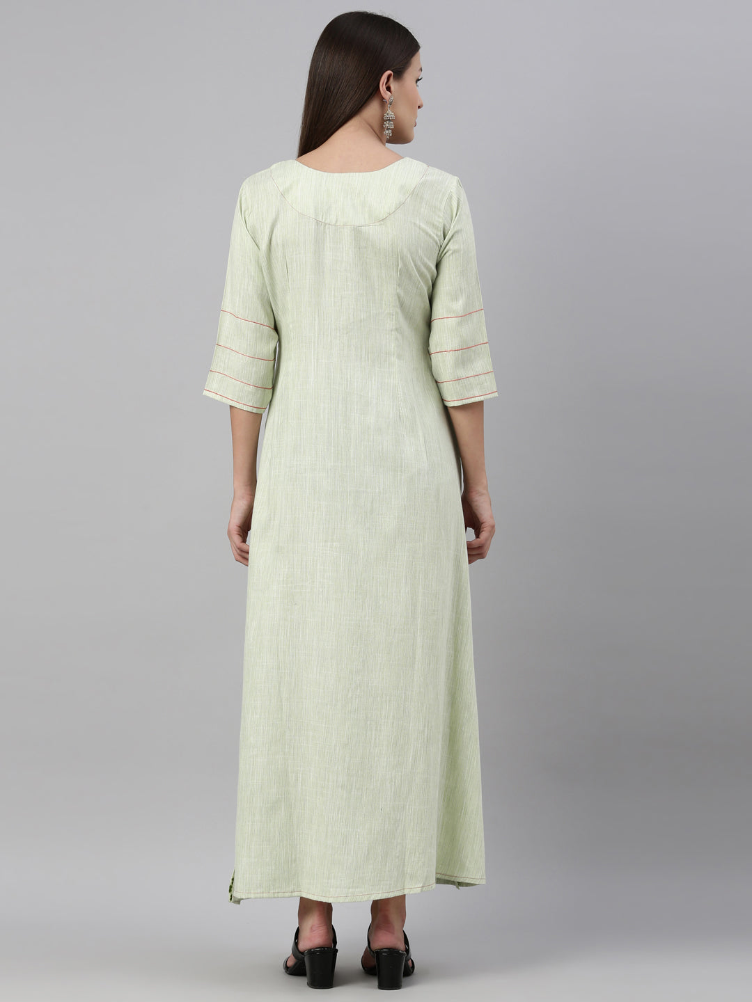 Neeru'S Pista Color Handloom Fabric Kurta