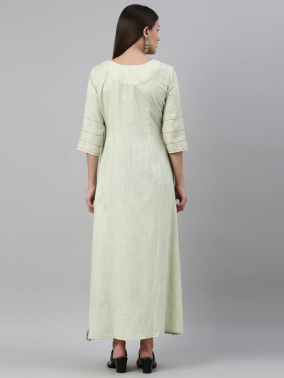 Neeru'S Pista Color Handloom Fabric Kurta