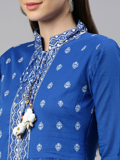 Neeru's Blue Color Mulmul Fabric Kurta