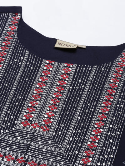 Neeru'S NAVY BLUE Color RAYON Fabric Kurta