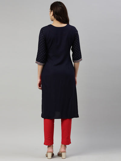 Neeru'S NAVY BLUE Color RAYON Fabric Kurta