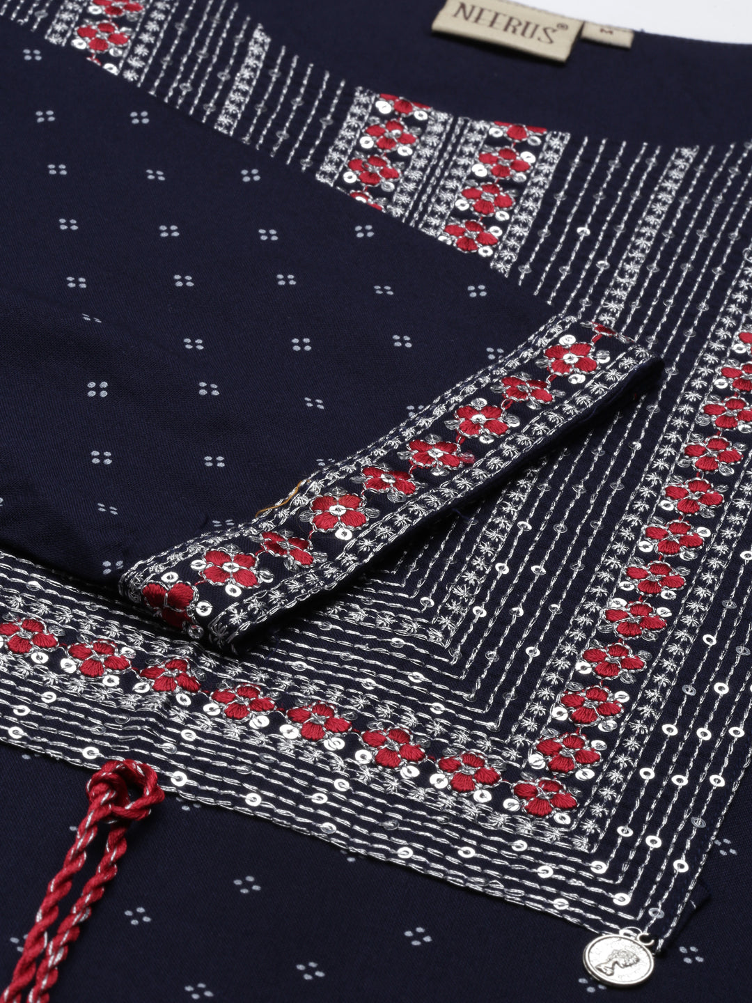 Neerus Blue Viscose Rayon Printed Kurta - detail view 4
