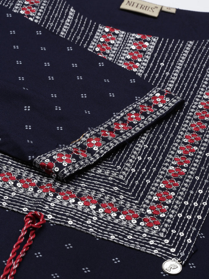 Neerus Blue Viscose Rayon Printed Kurta - detail view 4