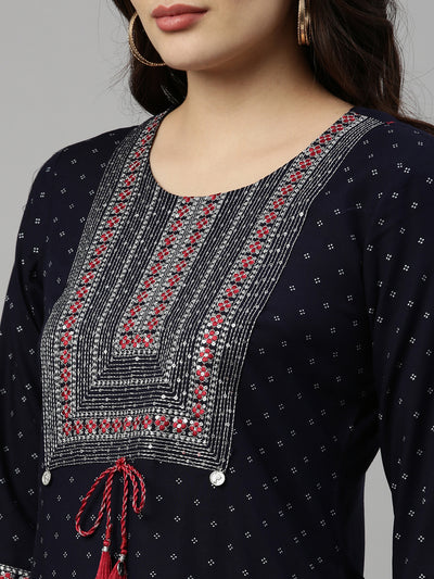 Neeru'S NAVY BLUE Color RAYON Fabric Kurta