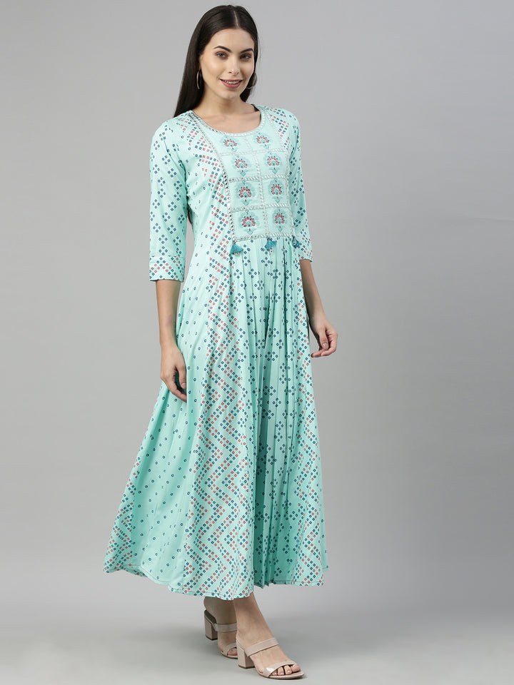 Neerus Sea Green Color Rayon Fabric Kurta