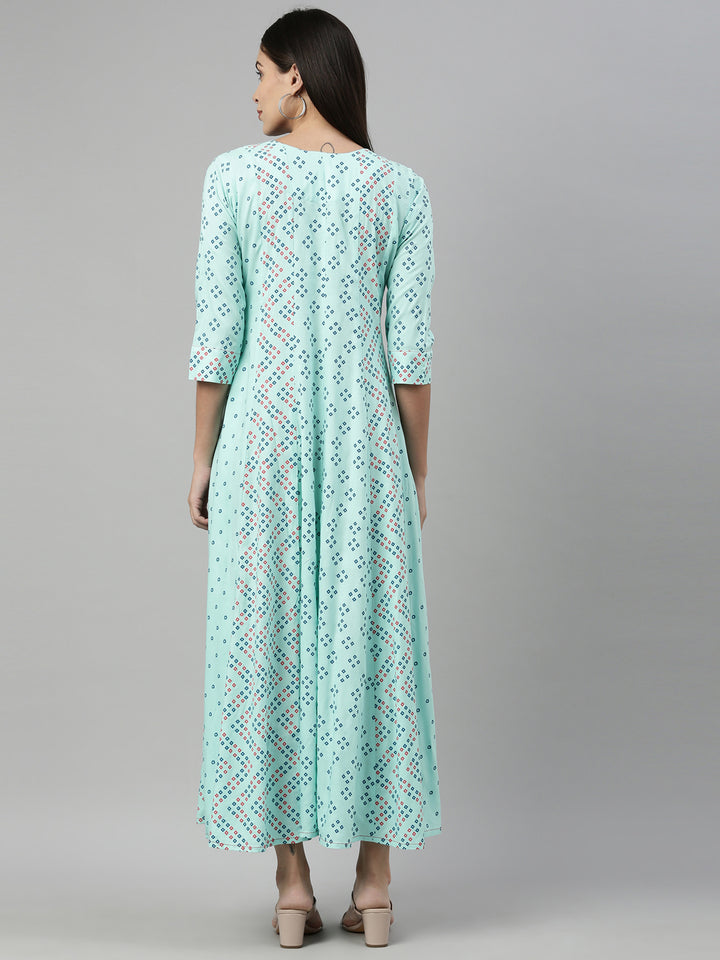 Neerus Sea Green Color Rayon Fabric Kurta