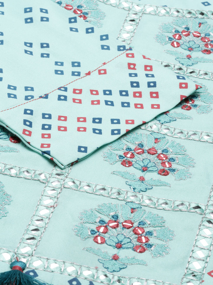 Neerus Sea Green Color Rayon Fabric Kurta