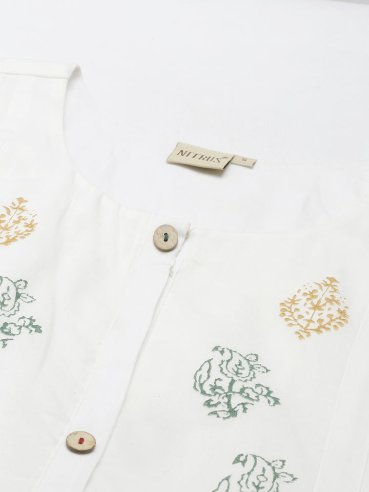 Neerus Off White Color Mulmul Fabric Kurta