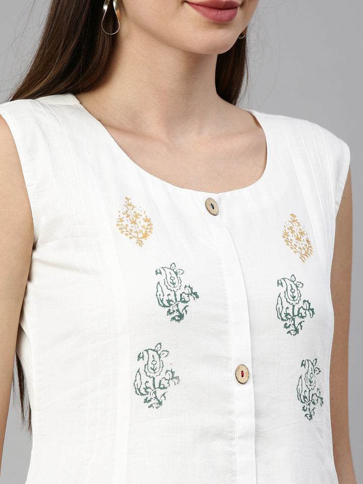 Neerus Off White Color Mulmul Fabric Kurta