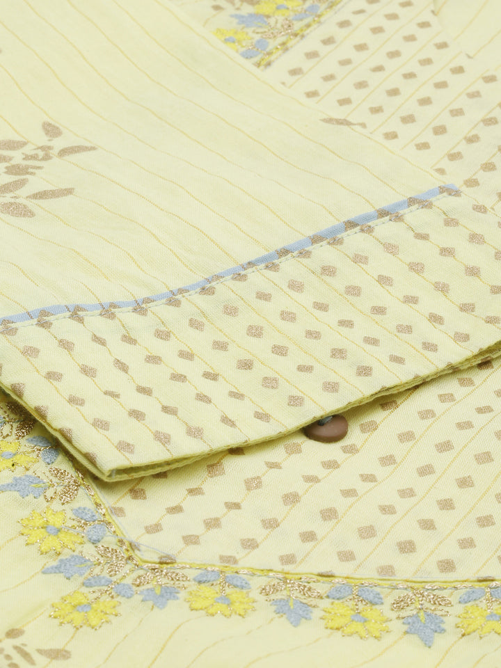 Neerus Yellow Printed A Line Kurta