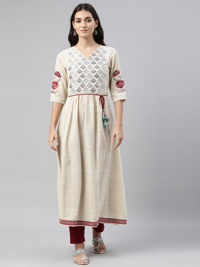 Neeru'S Beige Color, Cotton Fabric Tunic