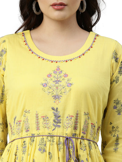 Neeru's Yellow Color Cotton Fabric Kurta