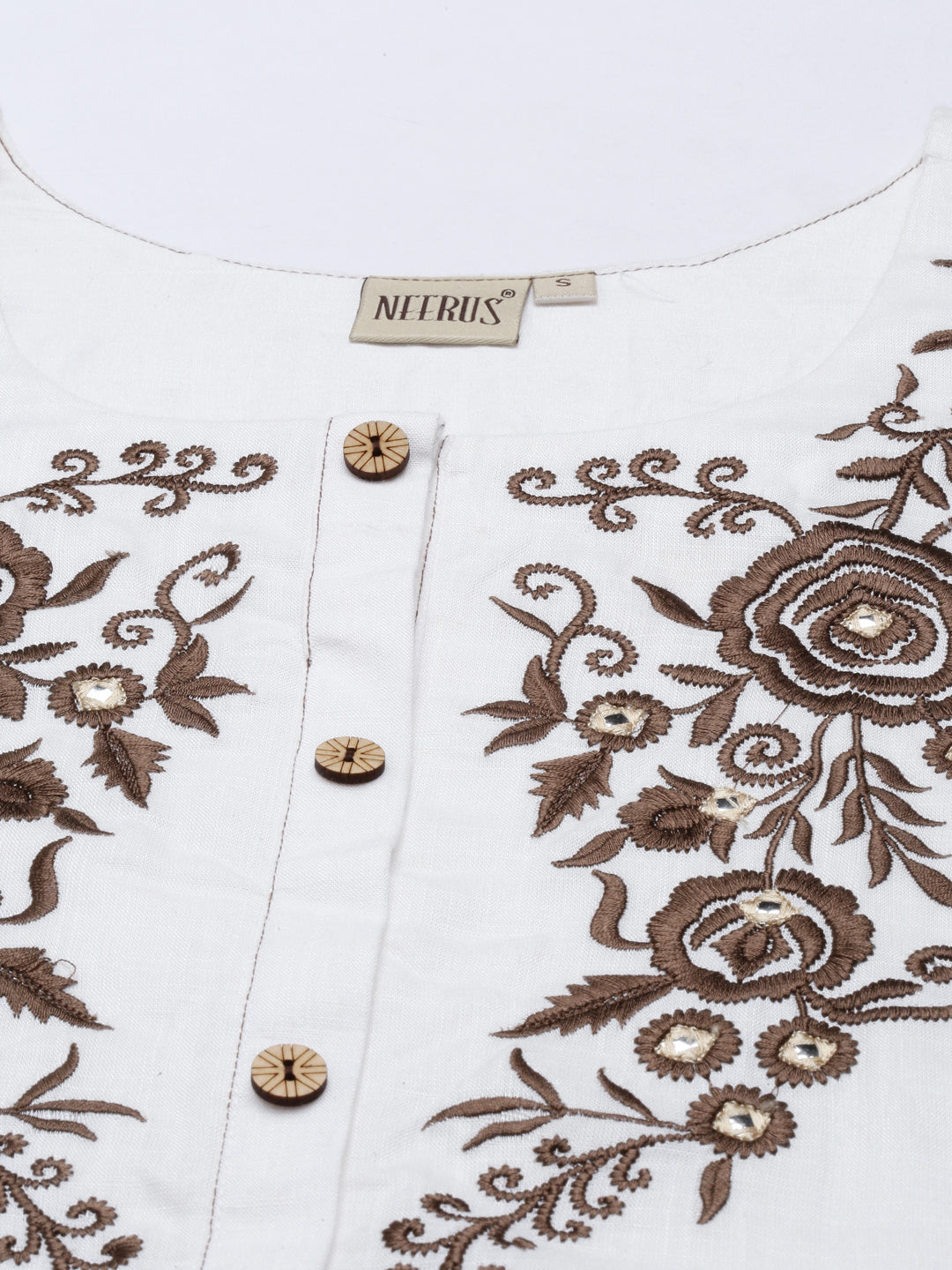 Neeru's Off White Color Slub Riyon Fabric Tunic