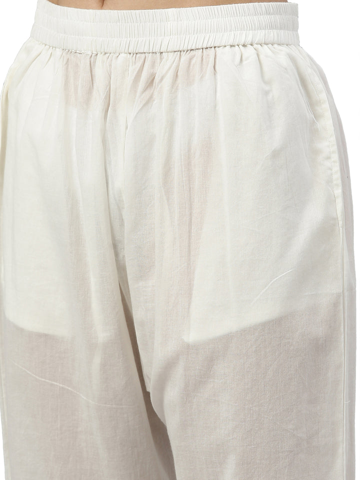 Neerus White cotton printed kurta set - detail view 4