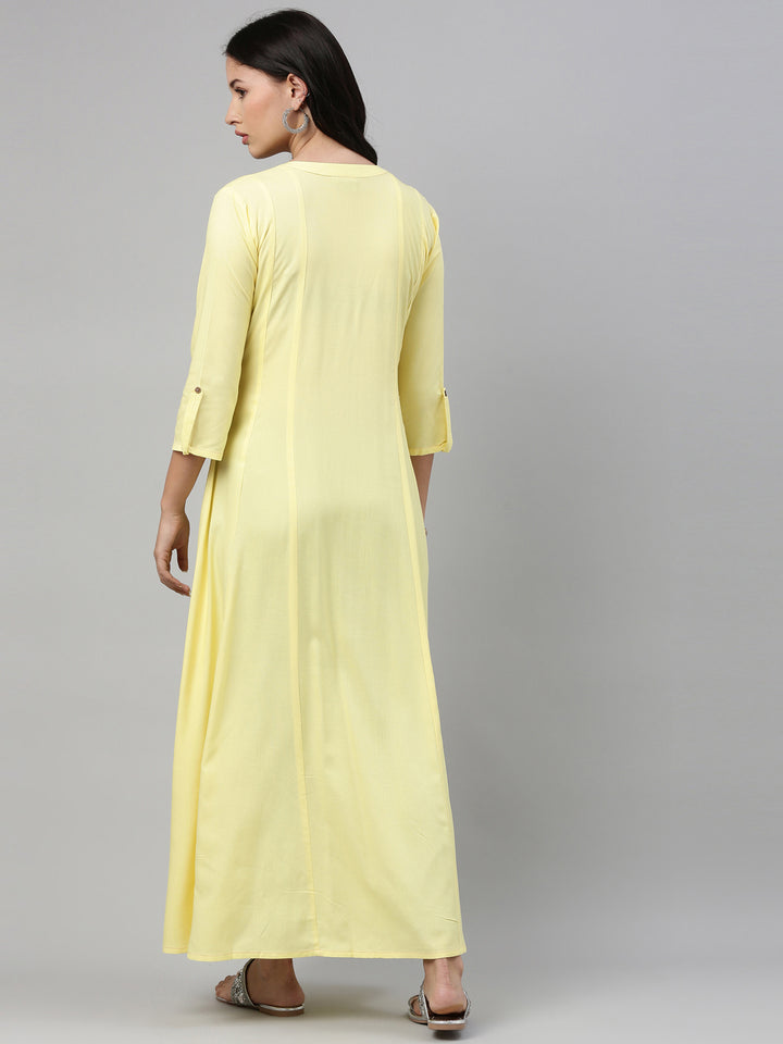 Neerus Yellow Color Rayon Fabric Tunic