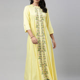 Neerus Yellow Color Rayon Fabric Tunic