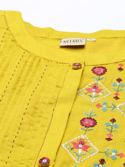 Neeru'S Mustard Color, Slub Rayon Fabric Tunic