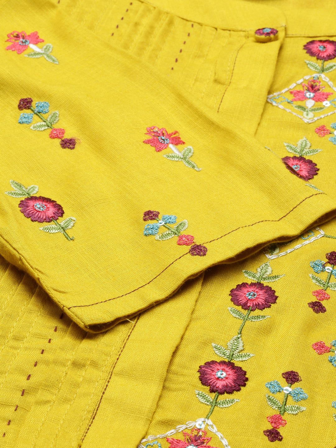 Neeru'S Mustard Color, Slub Rayon Fabric Tunic