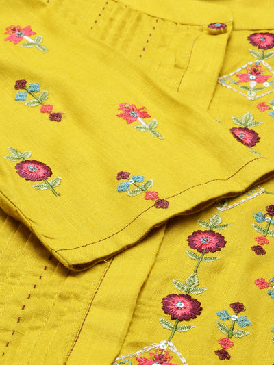 Neeru'S Mustard Color, Slub Rayon Fabric Tunic