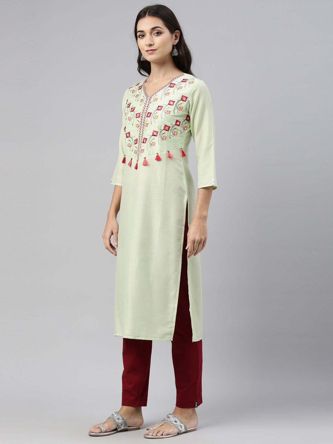 Neeru'S Pista Color, Muslin Fabric Tunic
