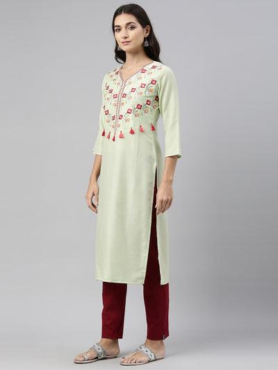 Neeru'S Pista Color, Muslin Fabric Tunic