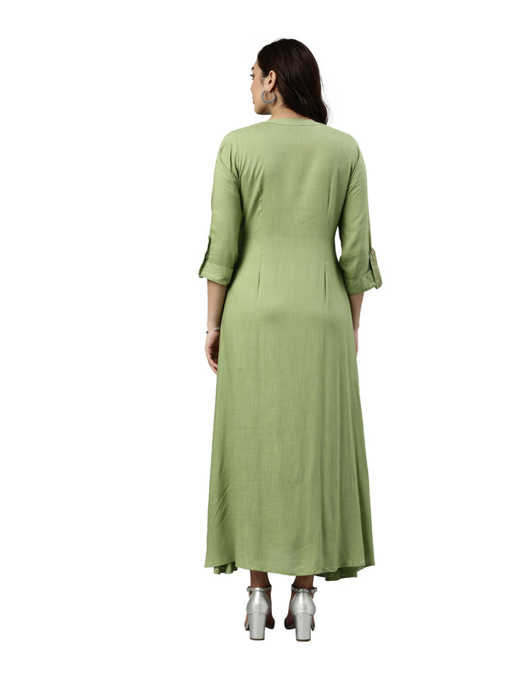 Neerus Pista Green Color Slub Rayon Fabric Kurta