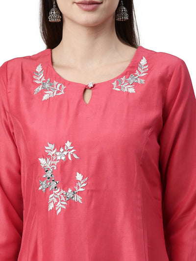 Neeru's Pink Color Muslin Fabric Kurta