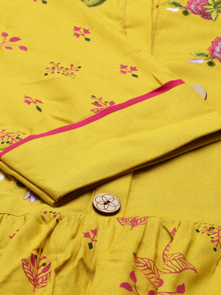 Neerus Mustard Color Rayon Fabric Tunic