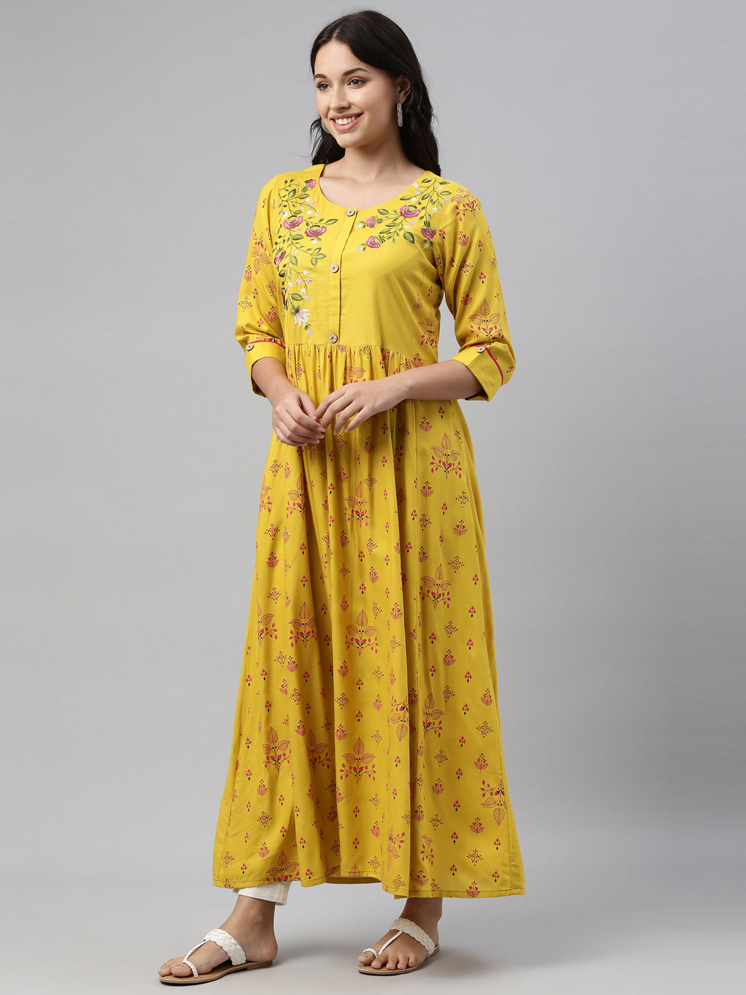 Neeru's Mustard Color Rayon Fabric Tunic