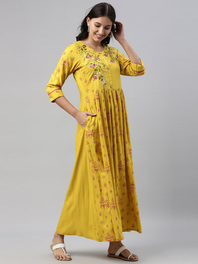 Neeru'S Mustard Color, Rayon Fabric Tunic