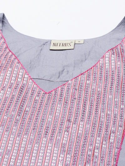 Neeru'S Grey Color, Cotton Fabric Tunic