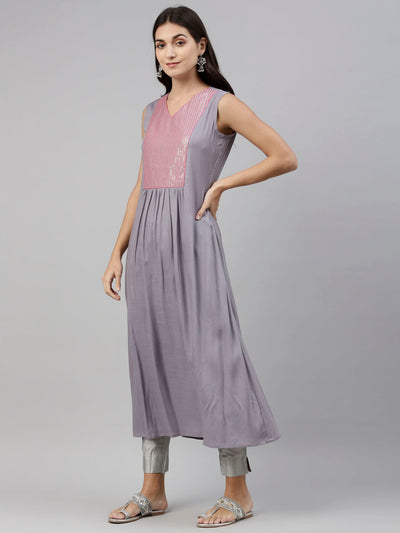 Neeru'S Grey Color, Cotton Fabric Tunic