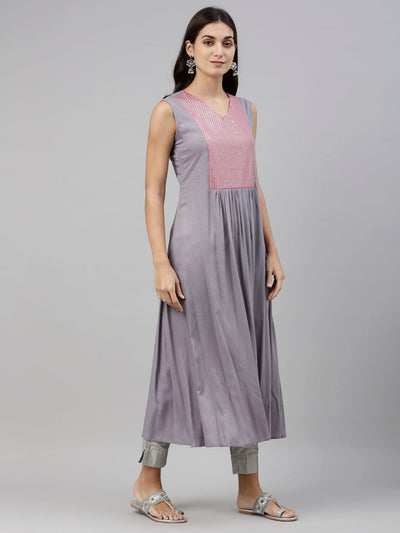 Neeru'S Grey Color, Cotton Fabric Tunic