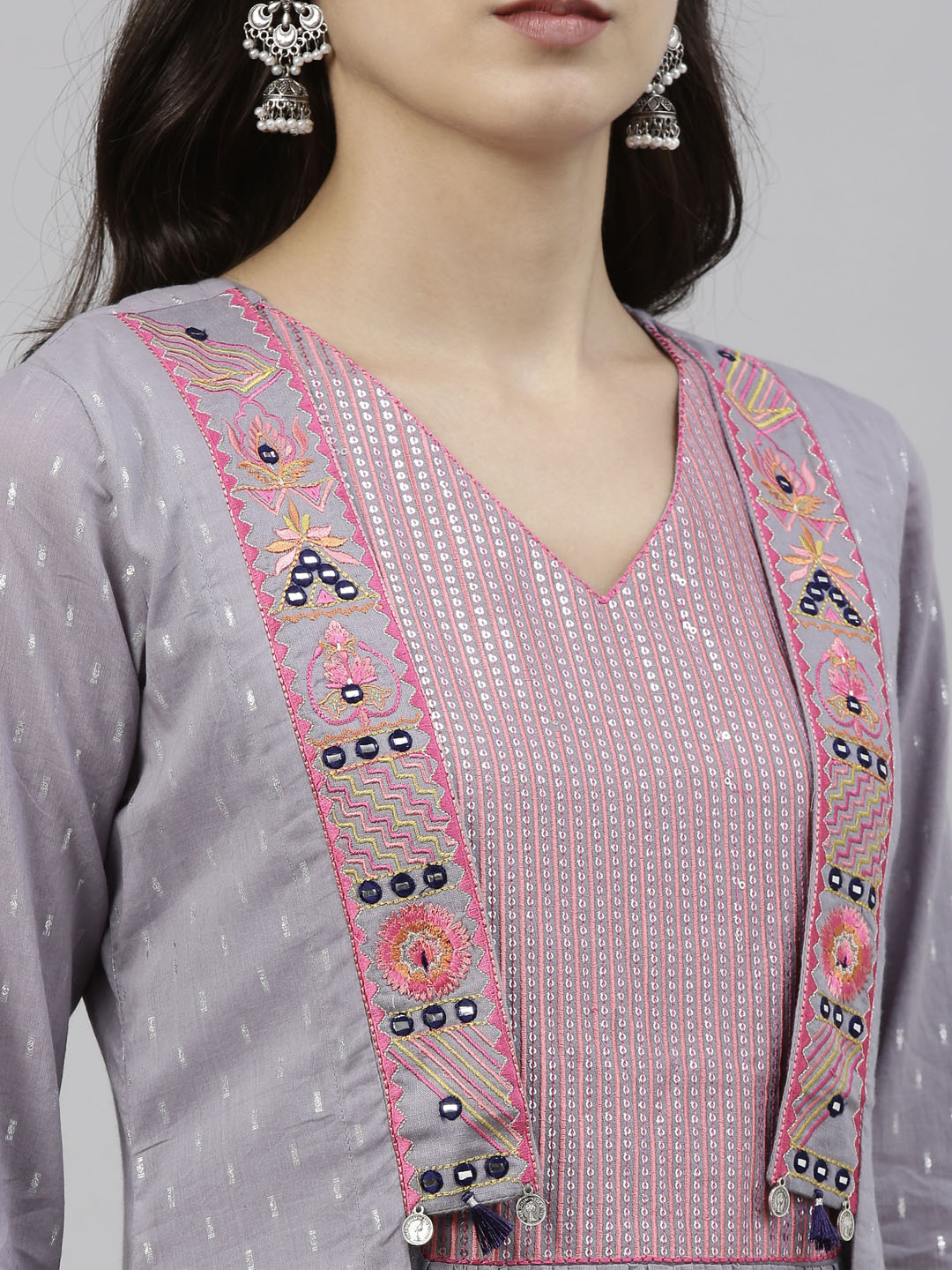 Neeru'S Grey Color, Cotton Fabric Tunic