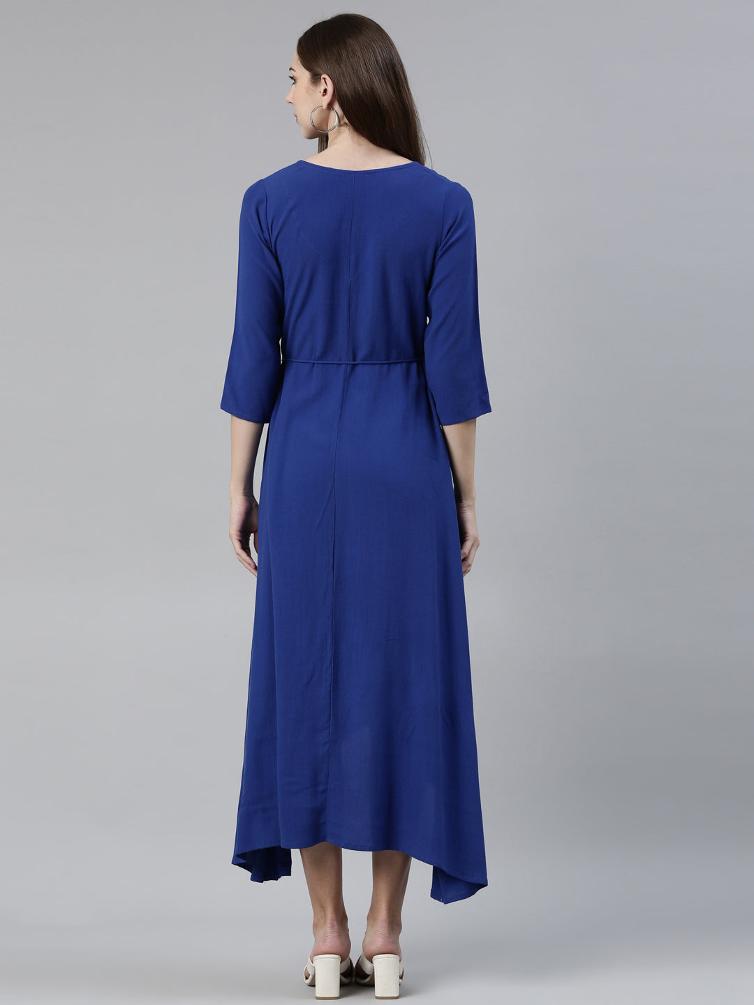 Neerus Royal Blue Anarkali Printed Viscose Rayon Kurtas