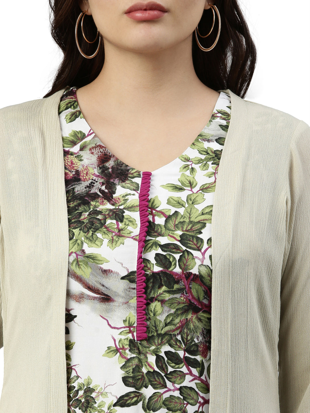 Neerus Pista Green Color Chiffon Fabric Kurta