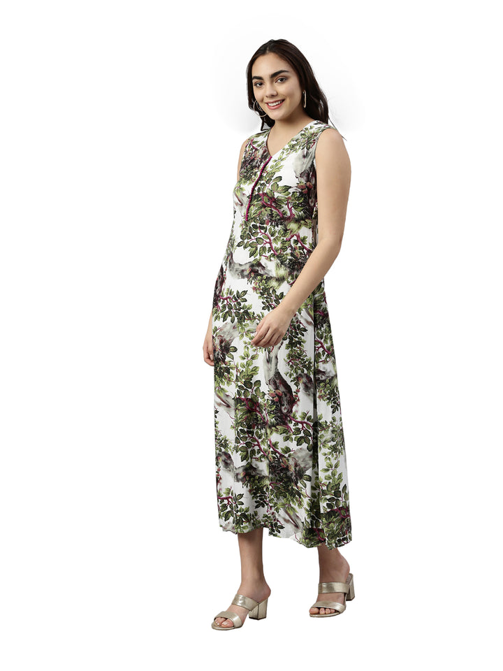 Neerus Pista Green Color Chiffon Fabric Kurta