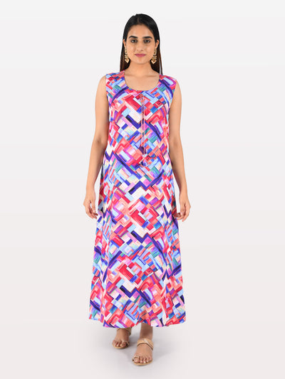 Neeru's Peach Printed A Line Kurta