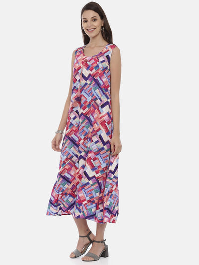 Neeru's Peach Printed A Line Kurta