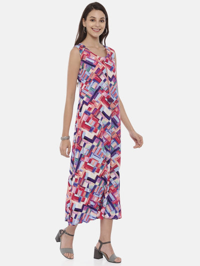 Neeru's Peach Printed A Line Kurta