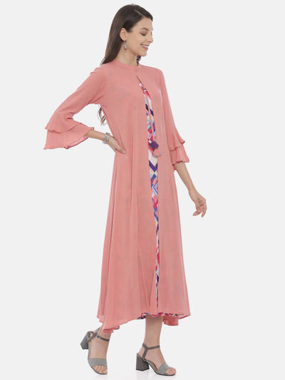 Neeru's Peach Printed A Line Kurta