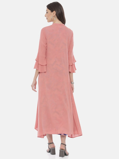 Neeru's Peach Printed A Line Kurta